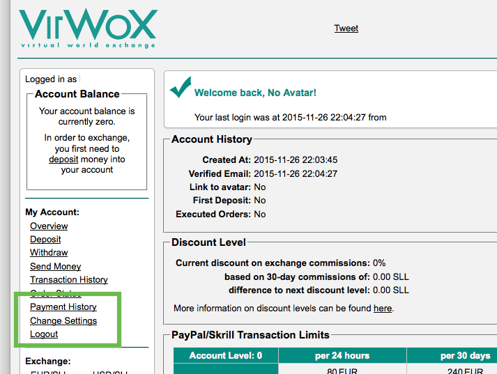 change password virwox