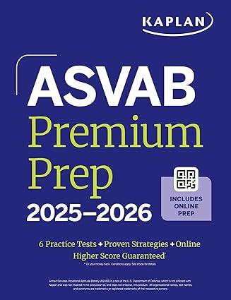 ASVAB Premium Prep 2025-2026: Includes 6 Full Length Practice Tests, 1000+ Practice Questions + Online Access to Interactive Video Lessons and Tutorials (Kaplan Test Prep) -EPUB